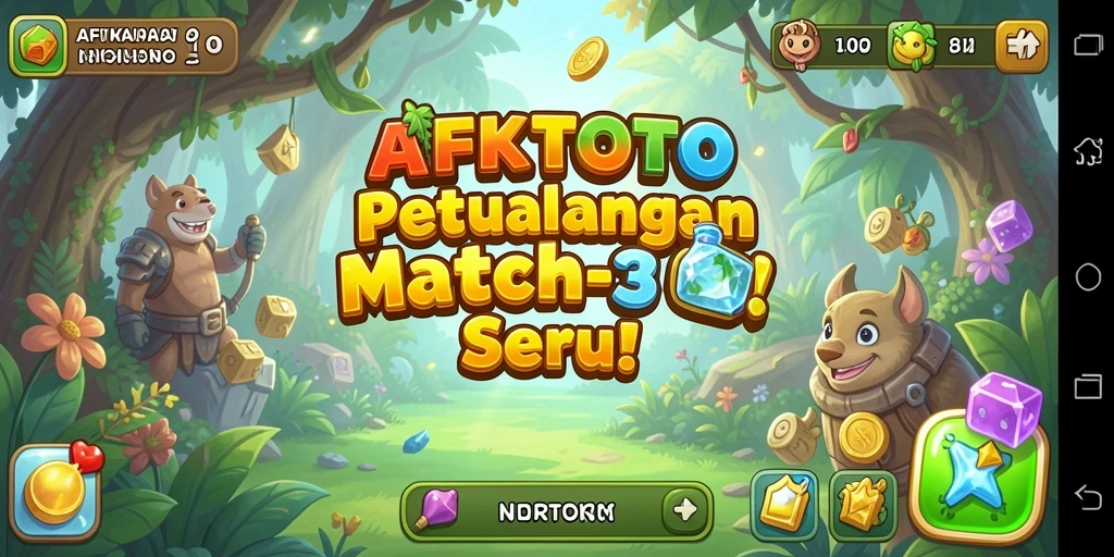 Tampak gameplay seru AFKTOTO dengan kombinasi objek Match-3.
