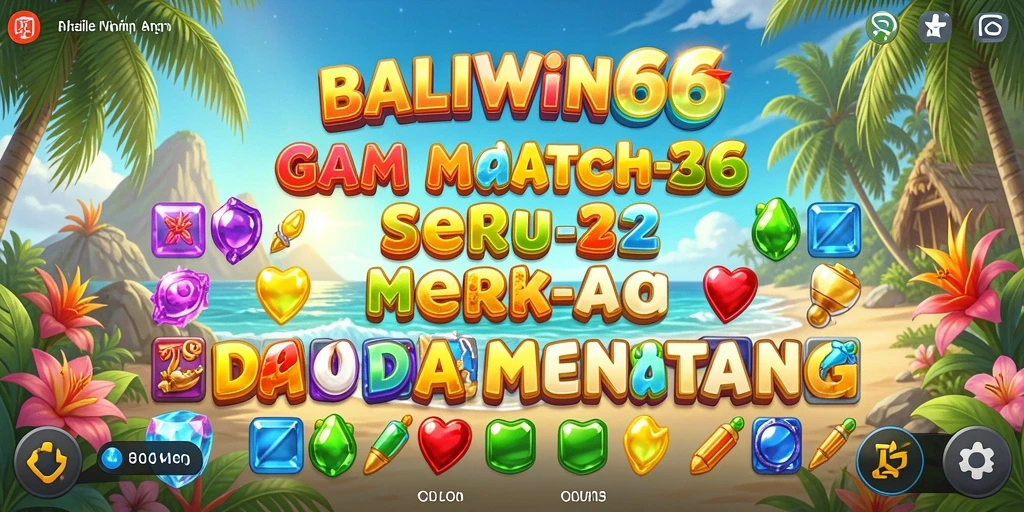 Tampilan gameplay seru dari BALIWIN66 dengan kepingan Match-3 yang berwarna-warni.