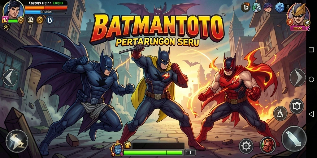 Tampilan gameplay seru dalam BATMANTOTO dengan karakter bertarung.