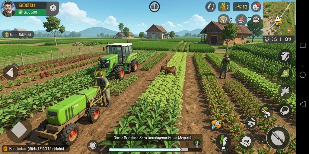 Gameplay menarik di BOS01 dengan suasana pertanian yang hidup.