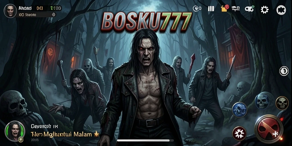 Gameplay menyeramkan di BOSKU777 dengan suasana gelap dan menegangkan.
