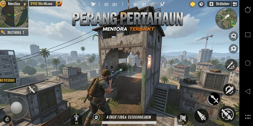 Tampilan épik gameplay Tower Defense dalam DY01 menampilkan serangan menara.