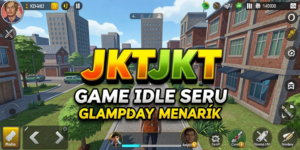 Tampilan permainan JKTJKT yang menarik dengan berbagai item dan karakter.