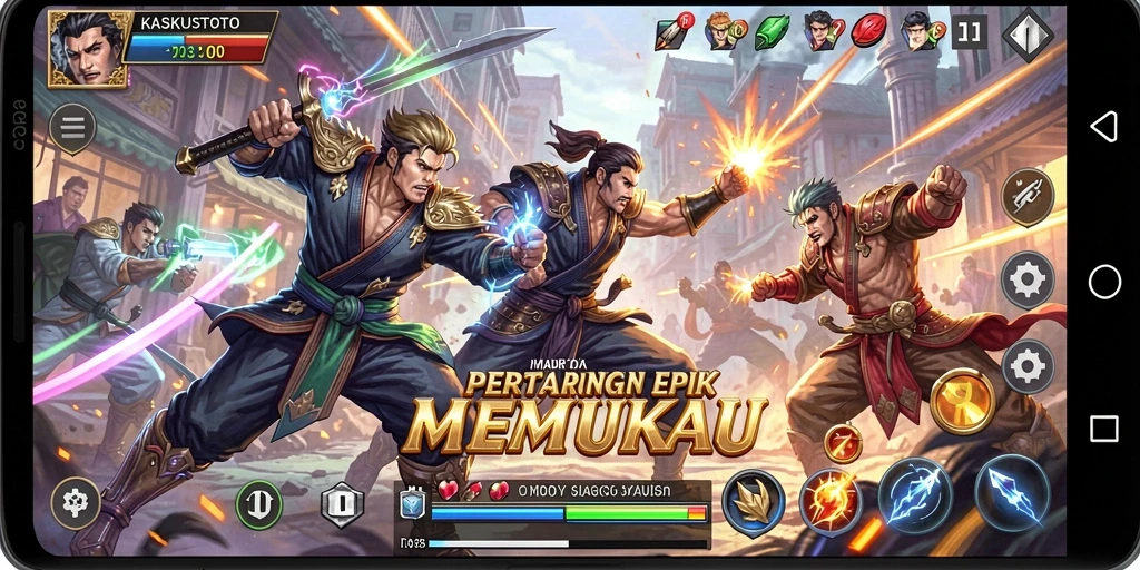 Screenshot KASKUSTOTO menampilkan pertarungan seru dengan karakter yang beraksi.