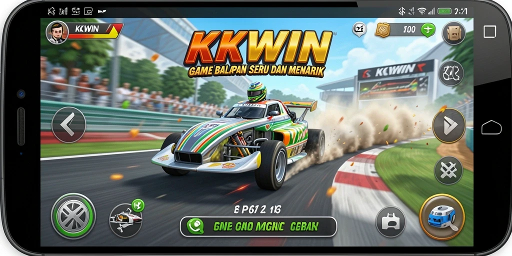 Tampilan menarik dari gameplay balapan KKWIN dengan mobil kencang.