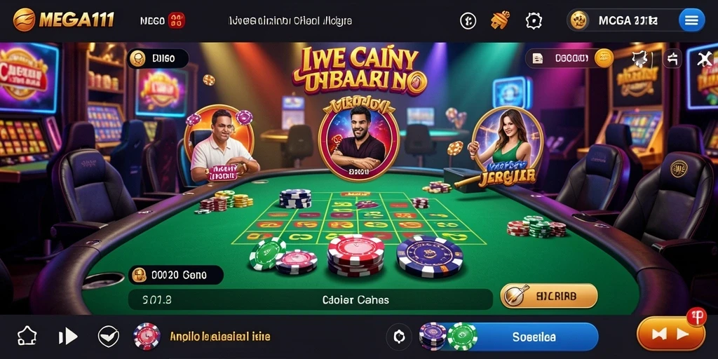 Tampilan gameplay Live Casino yang mendebarkan di MEGA111.