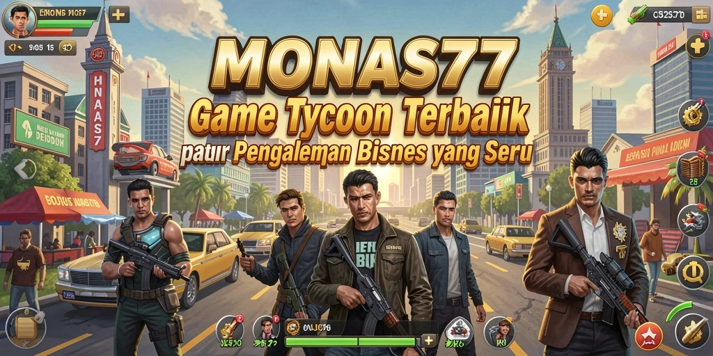 Tampilan gameplay seru di MONAS77 dengan elemen manajemen bisnis.