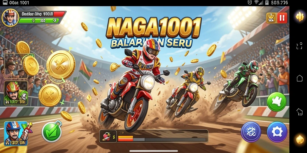 Screenshot gameplay NAGA1001 menampilkan balapan seru di lintasan yang menantang.