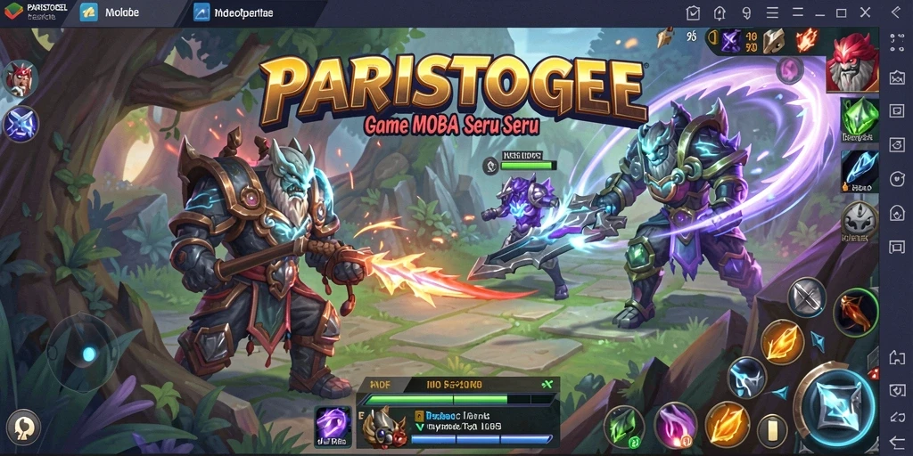 Tampilan menarik dari gameplay PARISTOGEL dengan aksi MOBA yang seru.