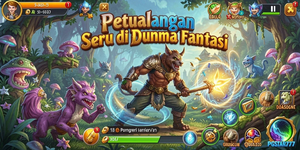 Screenshot utama PGSTAR777 menampilkan para karakter dalam dunia petualangan yang menakjubkan.