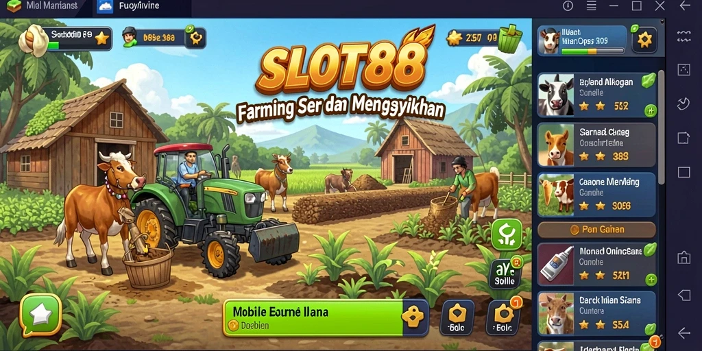 Gameplay SLOT88 menampilkan pertanian yang indah dan produktif.
