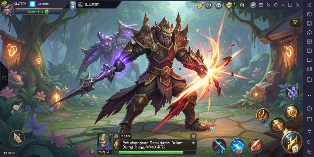 Tampilan gameplay SLOT99 yang menarik dengan aksi seru dalam pertempuran MMORPG.