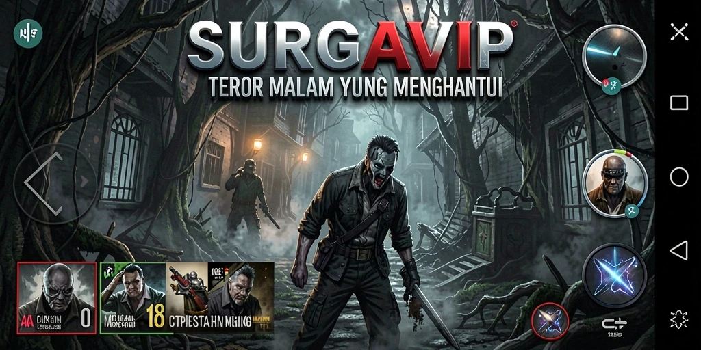 Tangkapan layar gameplay SURGAVIP menunjukkan suasana mencekam yang siap menghantui Anda.