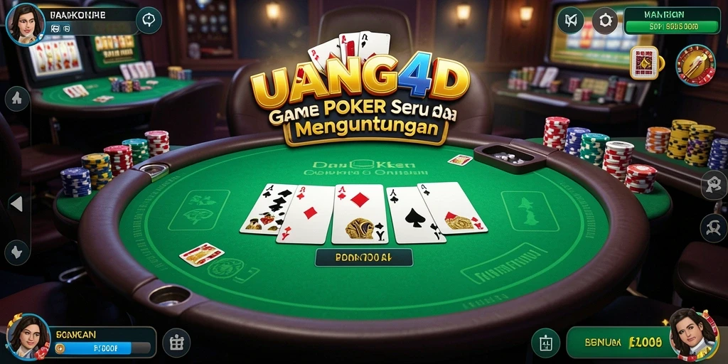 Screenshot gameplay UANG4D dengan suasana permainan Poker yang mendebarkan.